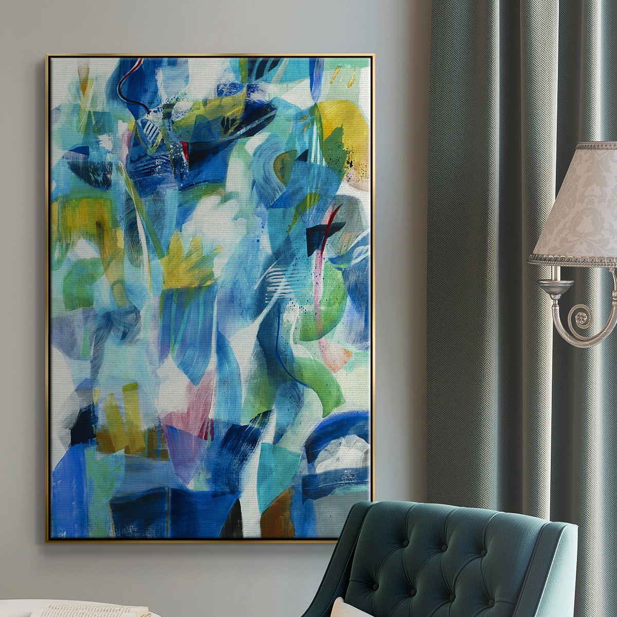Green Passage Framed Premium Gallery Wrapped Canvas - Ready to Hang - 25 x 37 - Gold Floating Frame