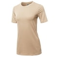 thumbnail image 2 of A2Y Women's Basic Solid Premium Cotton Short Sleeve Crew Neck T Shirt Tee Tops Sand 1XL, 2 of 6