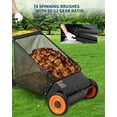 thumbnail image 3 of 26-Inch Push Lawn Sweeper, 7 Cu. Ft. Hopper Leaf & Grass Collector, 4 Spinning Brushes, Adjustable Brush Height, Manual Yard Sweeper for Grass Clippings, 3 of 7