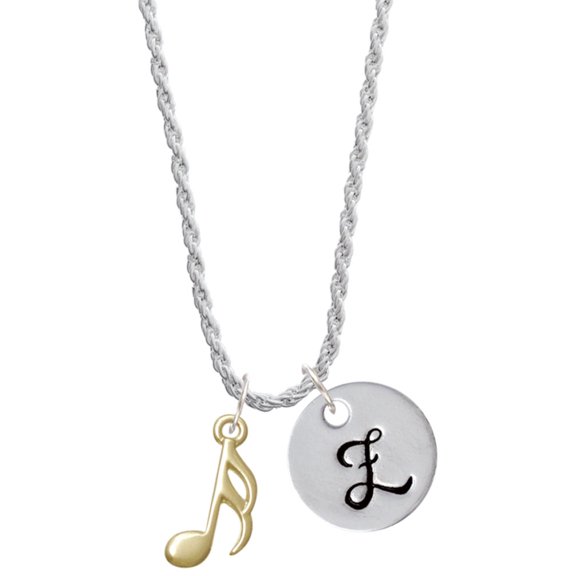 Delight Jewelry Goldtone Sixteenth Note Silvertone Script Initial Disc - Z - Charm Necklace, 20"+3"