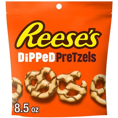 Reeses Milk Chocolate Peanut Butter Candy Dipped Pretzels Bag, 8.5 Oz - Pack of 2