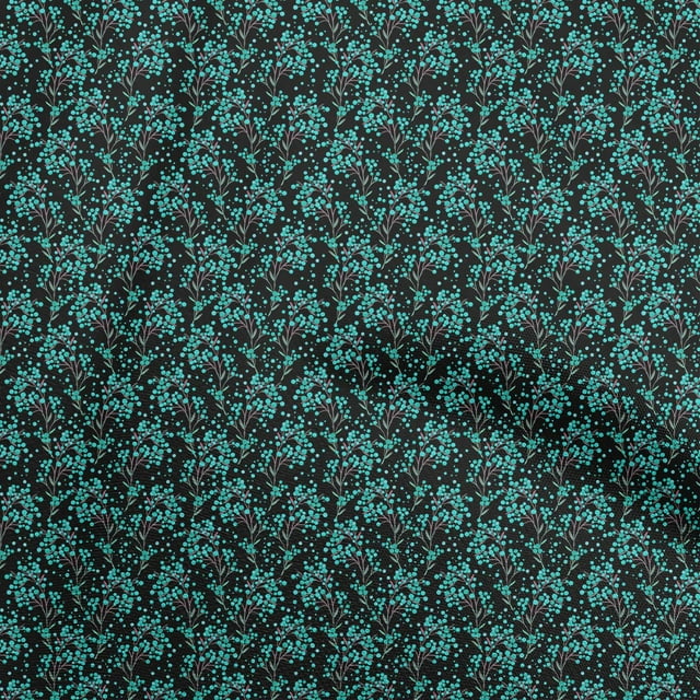 oneOone Georgette Viscose Black Fabric Leaves Craft Projects Decor Fabric Printed By The Yard 42 Inch Wide