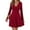 Wine, variant on Women's Casual And Fashionable Long Sleeved R-Neck Snowflake Print Dress - Cozy and Winter-Ready Dress with Snowflake Pattern, Great for Cold Weather Styling,Green S