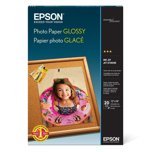 Papel fotográfico Epson Glossy 13x19 pulgadas, 20 hojas S041143
