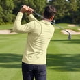 thumbnail image 4 of Men's Designed Solid Long-Sleeve Collared Golf Polo Shirts | Casual Solid Fit Men's Long-Sleeve Golf Polo Shirt Beige XXXL, 4 of 5