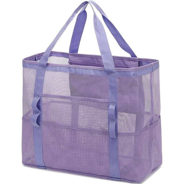 Mesh Beach Bag, Extra Large Beach Tote with Zipper Pocket Pool Bag for Cruise/Swim/Vacation Essentials