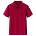 thumbnail image 3 of Polo Shirts Kids School Uniform Relaxed Fit Back To School Short Sleeve Button Up T-Shirts Comfortable Solid Color Pullover for Boys & Girls Wine 6-7 Years, 3 of 6