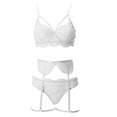 thumbnail image 3 of Everyday Bras for Women Lace Lingerie Set with Garter Silk Sleep Set Lace Sexy Lace Lingerie Set for Women Lace Garter Lingerie Set with Stockings Bunny Undies Lace Bras for Women Set Sexy White S, 3 of 6