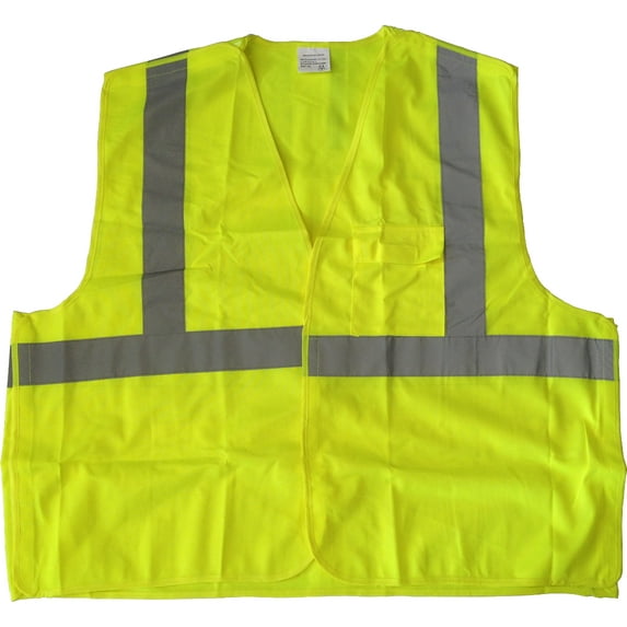 Boston Industrial Safety Vest Lime Green with Reflective Stripes Class 2 Velcro Tear Away 5 Point - Size 2XL