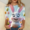 thumbnail image 2 of Feancey 3/4 Sleeve Easter Tops for Women Loose Fit Trendy Eggs Print Blouse Spring Summer Casual Bunny Graphic T Shirts 2025 Trendy Holiday Tee Top Spring Clearance 2025 White XL, 2 of 6