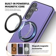 thumbnail image 5 of for Samsung Galaxy S24 Plus Case, Slim Fit Premium PU Leather [Compatible with MagSafe] [360° Rotatable Ring Kickstand] Shockproof Protective Cover for Galaxy S24 Plus Phone Case Magnetic, Purple, 5 of 6