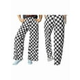 thumbnail image 3 of Women's Checkered Pants Wide Leg with Elastic Waist & Pockets Comfortable Casual Black XL, 3 of 7