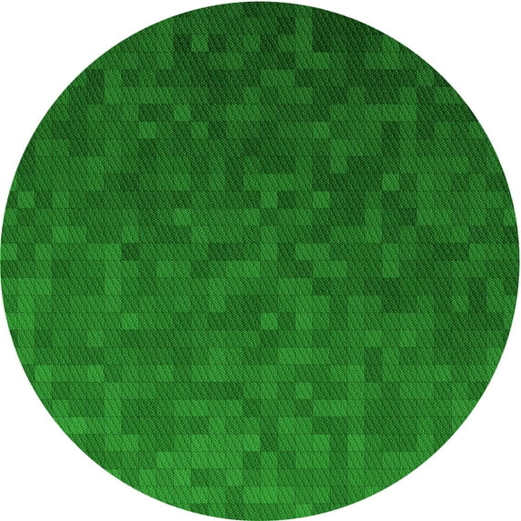 Ahgly Company Machine Washable Indoor Round Transitional Dark Green Area Rugs, 5' Round