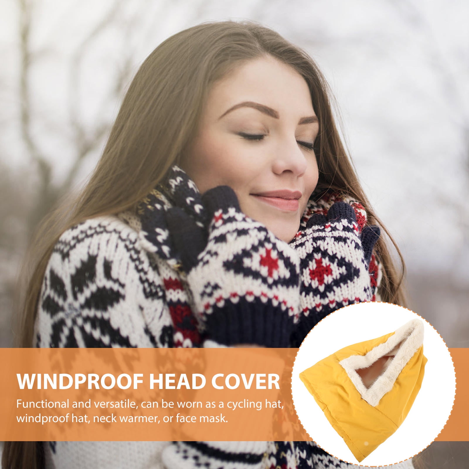 SKISUNO Cycling Mask Hood Orange Fleece Neck Warmer 1Pcs 15.7X9.8in