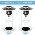 thumbnail image 3 of Black Bathroom Sink Stopper，Pop Up Drain Stopper for Bathroom Sink，Bathroom Sink Strainer ，Sink Plug,Universal Wash Basin Sink Stopper，Suitable for 1.1~1.5 Inch Bathroom Sink Drain Pipe (Matte Black), 3 of 16