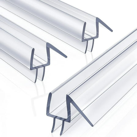 Shower Door Bottom Seal 47.25'' (15.75'' * 3), 3 Section Segmented Frameless Glass Shower Door Seal Strip for 3/8'' Glass