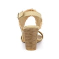 thumbnail image 2 of BLISSFUL STEP Women's Boho Buckle Ankle Strap Block Heels Sandals Beige (Size 8), 2 of 6