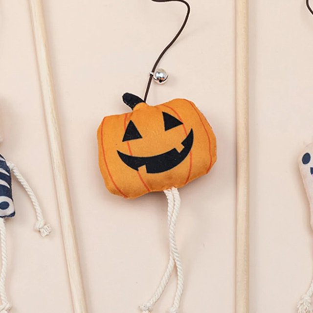 Juguetes interactivos de Halloween para gatos, varita de juguete con campana, varita de juguete, suministros para gatos