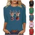 thumbnail image 1 of QIPOPIQ Hauts pour Femmes Manches 3/4 Été Chemises Rayées Trois Quarts Chic Décontracté Tuniques Imprimées Hauts Blouses pour Femmes Liquidation, 1 of 1