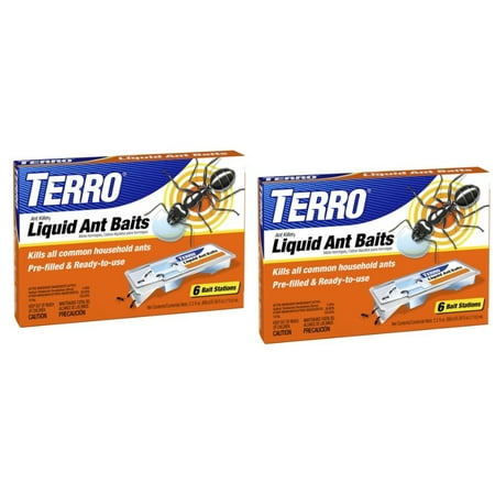 (2 pack) TERRO 6-Pack Liquid Ant Baits (Best Ant Traps For Kitchen)