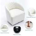 thumbnail image 3 of Aukfa Upholstered Accent Chair, Swivel Barrel Chair for Bedroom Living Room, Teddy - White, 3 of 8