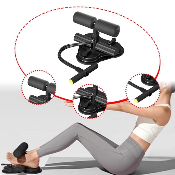 Barra de abdominales compacta con 3 ventosas fuertes para entrenamiento abdominal en gimnasio, interior y hogar. Negro