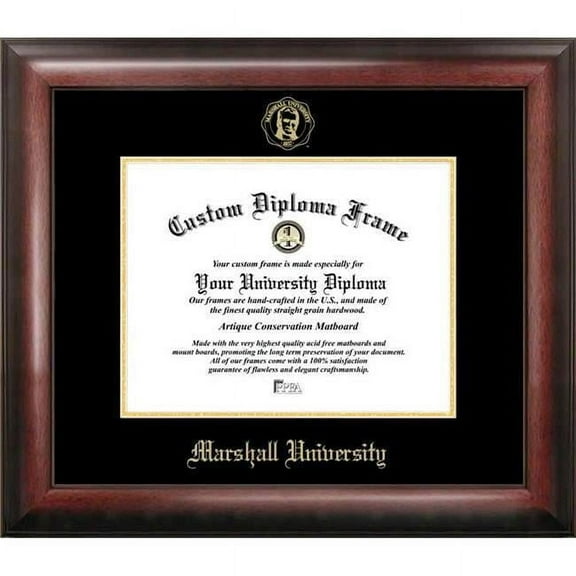 Campus Images WV999GED-1185 11 x 8.5 in. Marshall University Gold Embossed Diploma Frame - Satin Mahogany