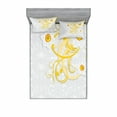 thumbnail image 2 of Daffodil Bedding Set with Sheet & Covers, Daffodils on Ornate Background Floral Repeating Swirling Curves Spring Pattern, Printed Bedroom Decor 2 Shams, 4 Sizes, Grey Yellow, by Ambesonne, 2 of 3