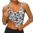 thumbnail image 4 of Haiem Black White Halloween Pattern Womens Sports Bra - U Neck Padded Low Impact Yoga Bra Workout Crop Top Gym Moisture-Wicking Workout Vest -Small, 4 of 9
