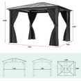 thumbnail image 3 of Dextrus 10x12ft Hardtop Gazebo Outdoor Polycarbonate Canopy with Netting and Shaded Curtains, Aluminum Frame Garden Tent for Patio, Backyard, Deck and Lawns, 3 of 7