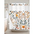 thumbnail image 2 of No Hook Shower Curtain Set with Snap in Liner, Green Orange Branch Leaves Waterproof Bathroom Curtain with See Through Top Window, Spring Watercolor Greenery Double Shower Curtains for Bathtub, 2 of 8