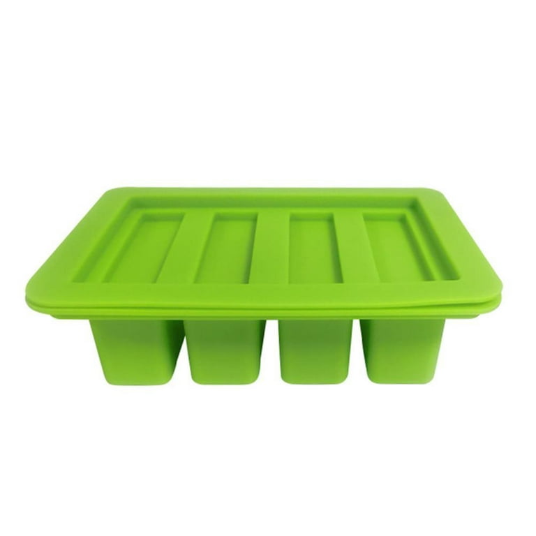 Tureclos Butter Mold Food Grade Silicone Butter Stick Molds 4 Cavities Container for Butter Stick Soap Bar Energy Bar Muffin, Green