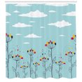 thumbnail image 3 of Blue Sky Shower Curtain, Grunge Summer Floral Design with Swirling Leaf Motifs and Cloud Nature Theme, Fabric Bathroom Set with Hooks, 69W X 70L Inches, Multicolor, by Ambesonne, 3 of 3