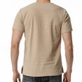 thumbnail image 5 of IYTR Mens Linen Shirts Short Sleeve Summer T Shirts Comfy Button-Up Round Neck Leisure Running Athletic Shirts Casual Solid Color Khaki S, 5 of 7
