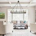 thumbnail image 6 of Aiwen Stylish 16 Bulbs Oversize Wagon Wheel Chandelier for Living Room, Dining Room, Kitchen, 6 of 8