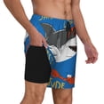 thumbnail image 3 of Picia Shark With Sunglasses and Lobste pattern Mens Swim Trunks with Compression Liner Stretch Beach Shorts Quick Dry with Zipper Pockets No-Chafing Board Shorts-Large, 3 of 9