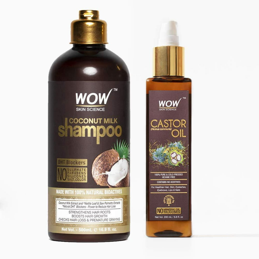 WOW Coconut Milk Shampoo 500ml & Castor Oil 100ml For Hair Growth