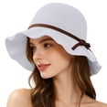 thumbnail image 2 of Levmjia Women Fisherman Hat Breathable Straw Bow Lightweight Sun Hat For Beach Travel Gardening Daily Commute Outdoor Casual Leisure Summer UV Protection, 2 of 7