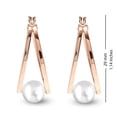 thumbnail image 4 of LeCalla 925 Sterling Silver Rose Gold Plated Click Top Pearl Double Hoop Earrings Jewelry Gifts for Teen and Women 29MM, 4 of 7