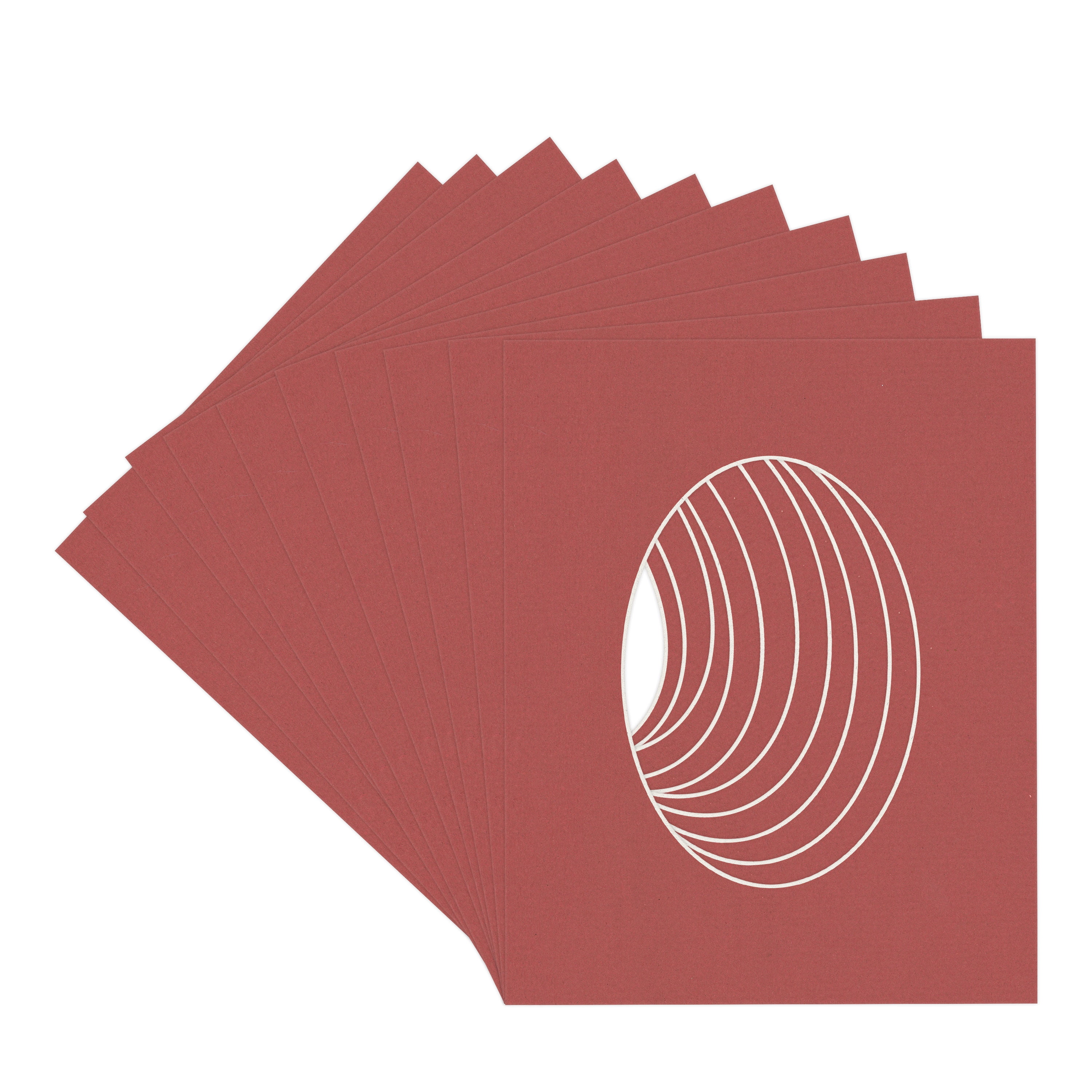 Brick Red Picture Frame Mat for 18x24 Frames - Oval Opening for 12x18 Photos - 10 Mats