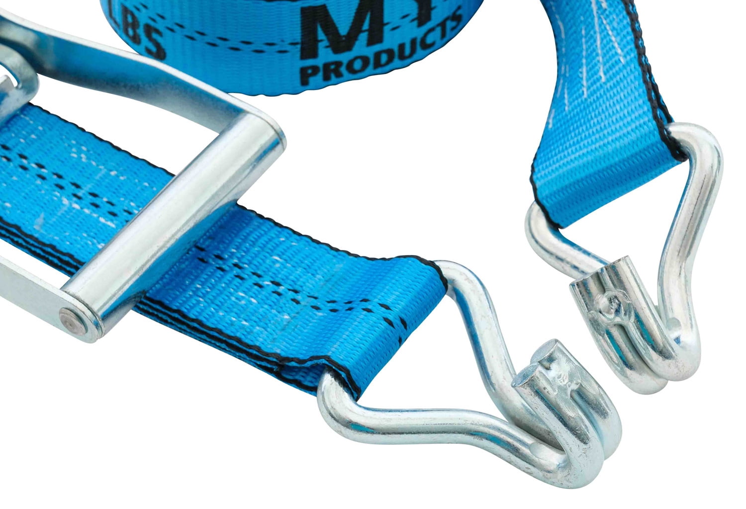 Mytee Products (10 Pack) 2 Inch x 27 FT Blue Ratchet Strap with J Hooks - 10,000 Lbs Breaking Strength - Heavy Duty Tie Down Cargo Truck Straps with Wire Hooks for Flatbed, Truck, Trailers Pickup