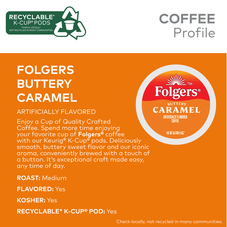Folgers, K-Cups, Caramel Drizzle, 24 Count, Soft Caramel Flavor