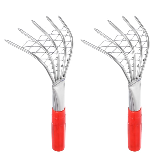Uxcell 2pcs Clam Rake 9.84" Small Shells Clam Digger Soil Tiller Grass Rake with Ergonomic Handle for Seafood Digging Rake Gardening Cultivating Yard