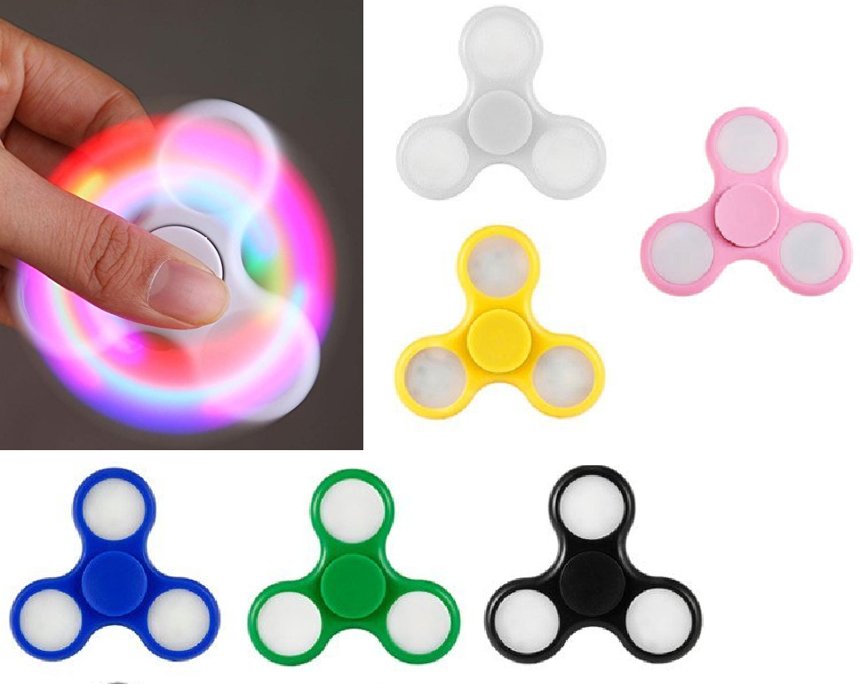 Orange LED Light Fidget Tri-Spinner Focus Toys ABS Finger Ball For Kids/Adult SC 
