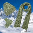 thumbnail image 2 of HNMKIU Winter Knit Scarf Hat and Gloves Set for Women Men Cozy Slouchy Cap Screen Mittens Scarves Combo Green,One Size, 2 of 4