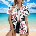 thumbnail image 2 of Staron Women's Casual Short Sleeve Hawaiian Print Button Down Shirt Blouse Comfy Relaxed Vacation Beach Top, XL, 2 of 5