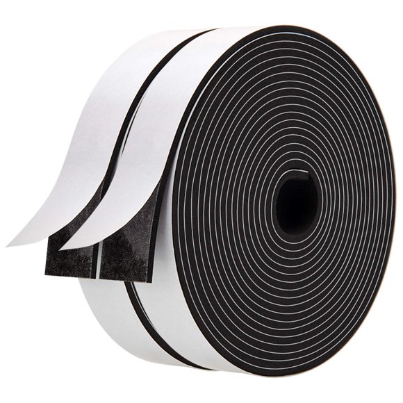 Tiras De Espuma Con Adhesivo, 2 Rollos De Neopreno De 1 Pulgada De Ancho X 1/8 De Pulgada De Grosor, Cinta Adhesiva De Espuma De Alta Densidad Para Aislamiento De Puertas Y Ventanas, Total De 33 Pies