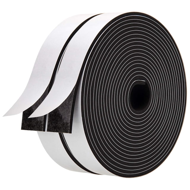 Tiras De Espuma Con Adhesivo, 2 Rollos De Neopreno De 1 Pulgada De Ancho X 1/8 De Pulgada De Grosor, Cinta Adhesiva De Espuma De Alta Densidad Para Aislamiento De Puertas Y Ventanas, Total De 33 Pies