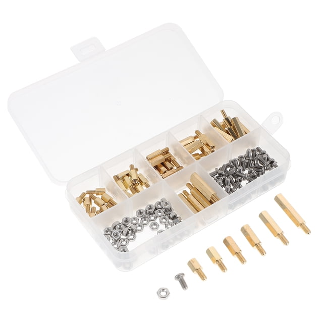 FRCOLOR standoff screws Brass Hex Stud Combination Hardware Set for Home with Assorted Colors and Sizes,5.12"X2.64"X0.94"