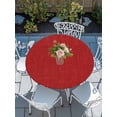 thumbnail image 6 of Red Round Fitted Tablecloth with Elastic Edge, Waterproof Table Cloth Table Cover for 45"-54" Tables, Farmhouse Burlap Solid Red Color Modern Linen Texture Tablecloths for Dining Picnic Outdoor, 6 of 9